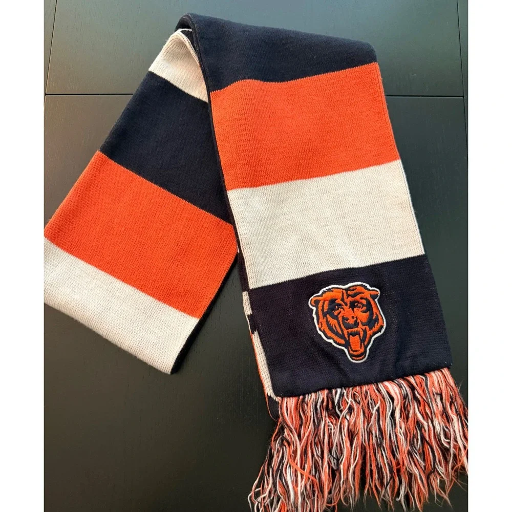 Chicago Bears Spellout Winter Scarf Mens OS 47 Brand Striped Cozy Knitwear